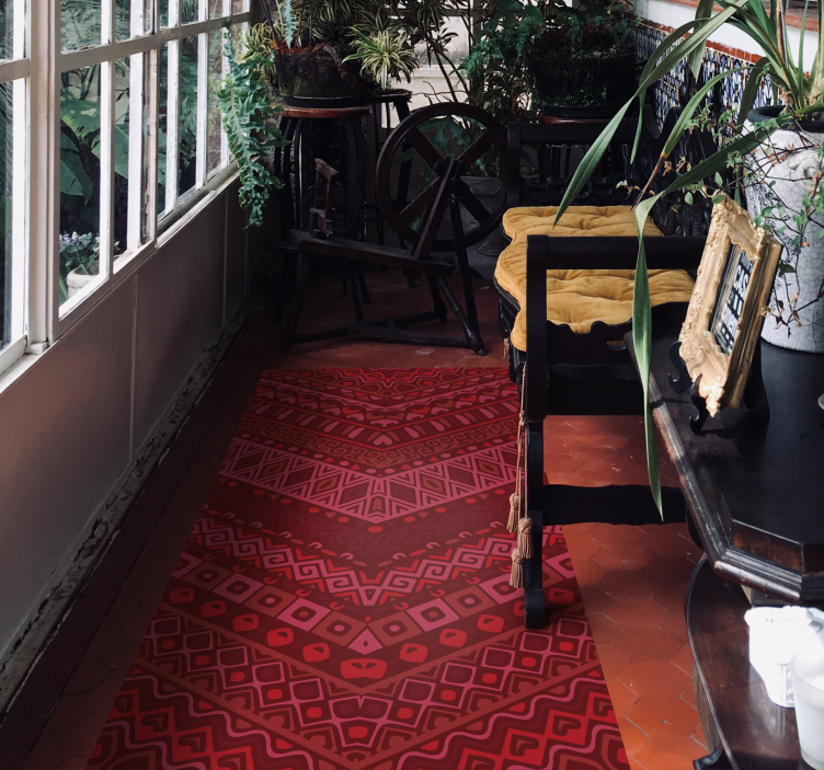 Etnisk mønstret vei vinyl teppe etnisk - Tenstickers