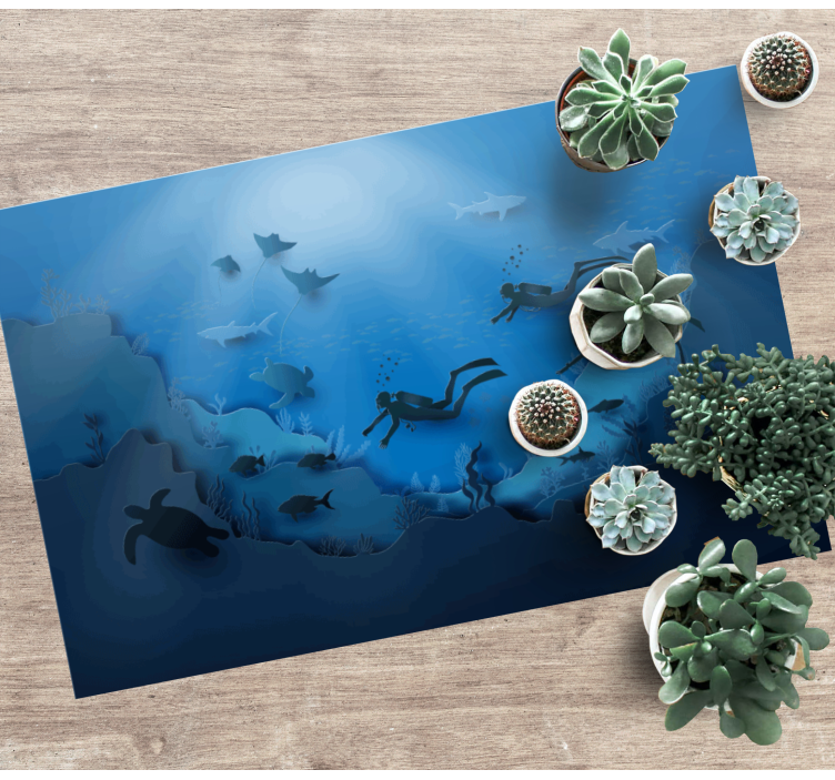 Fantastisk illustrasjon under havet vinyl teppe moderne - Tenstickers