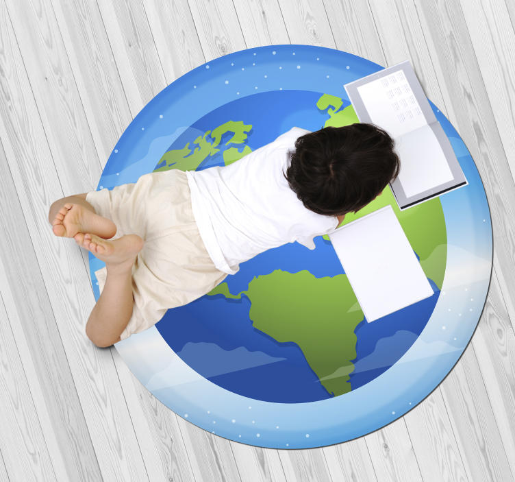 Fantastisk sirkulært vinylteppe i kloden - Tenstickers