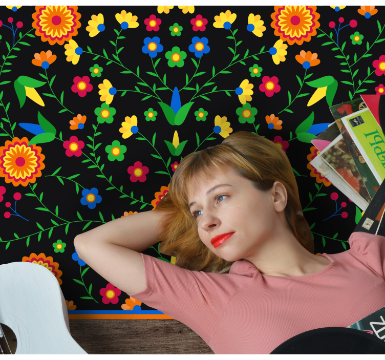 Farger levende motiv vinyl teppe blomster og planter - Tenstickers