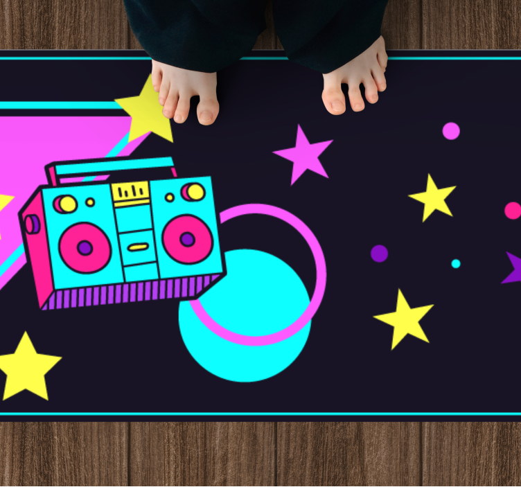 Fargerik boombox-grafikk vinyl teppe vintage - Tenstickers