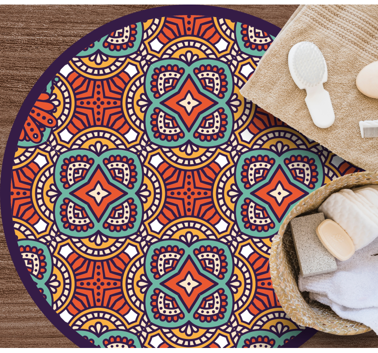 Fargerik geometrisk harmoni vinyl teppe mandala - Tenstickers