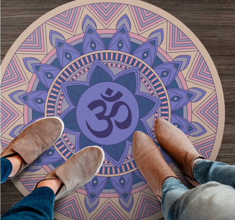 Fargerik mandala med om -symbol vinyl teppe mandala - Tenstickers