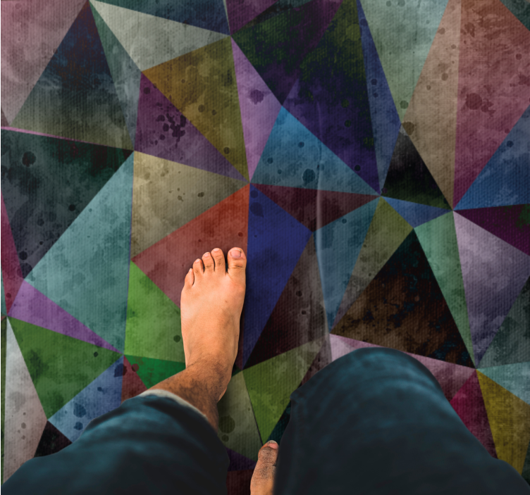 Fargerik trekantmosaikk vinyl teppe geometrisk - Tenstickers