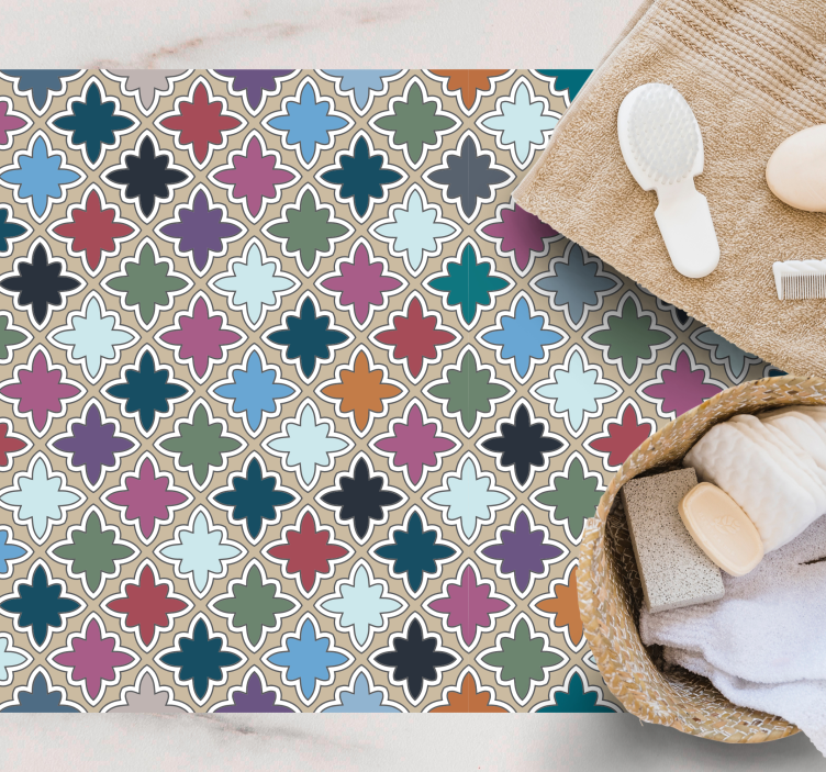 Fargerike vintage fliser mønster vinylteppe - Tenstickers