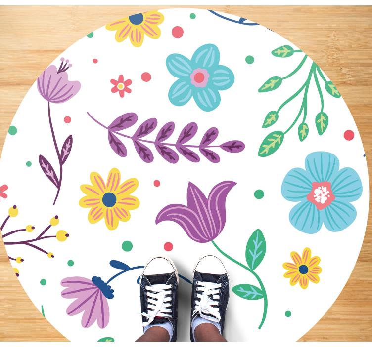 Fargerike blomster mønster vinyl teppe blomster og planter - Tenstickers