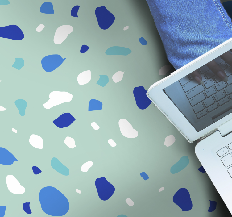 Blå terrazzo tekstur vinyl teppe - Tenstickers