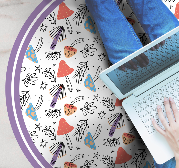 Fargerike håndmalte sopp vinyl teppe kjøkken - Tenstickers