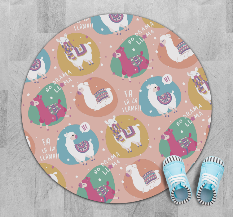 Fargerike lamaer anime dyreteppe - Tenstickers