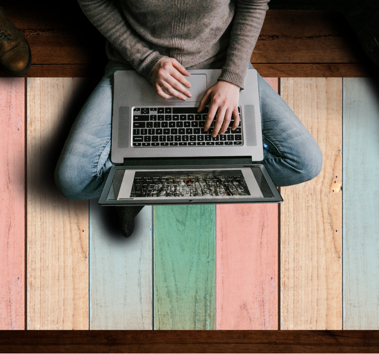 Fargerike planker i tre vinyl teppe tre - Tenstickers