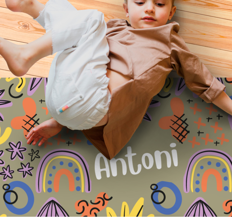 Fargerike regnbuemønstre Vinyl teppe flere barn - Tenstickers