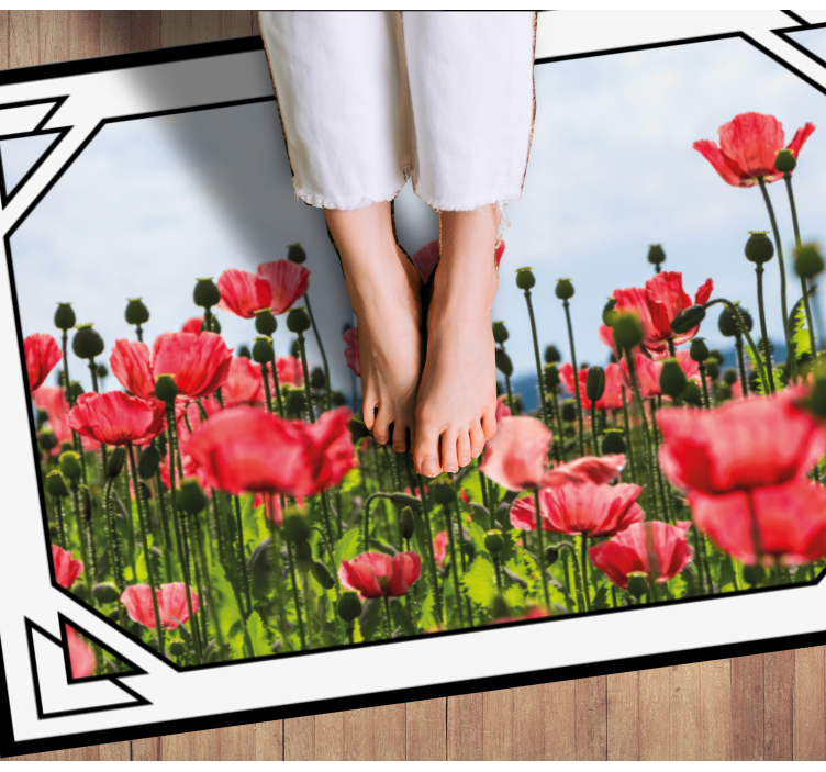 Fargerik valmuefelt vinyl teppe blomster og planter - Tenstickers