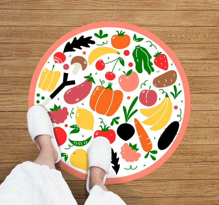 Fargerikt fruktmotiv vinyl teppe blomster og planter - Tenstickers