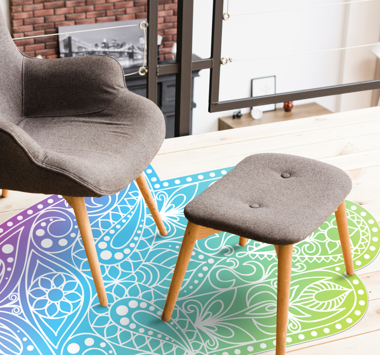 Gradert hånd av fatima vinyl teppe mandala - Tenstickers