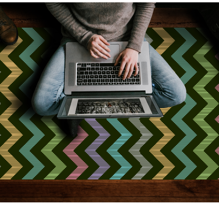 Fargerikt sikksakk mønster Vinyl teppe striper - Tenstickers