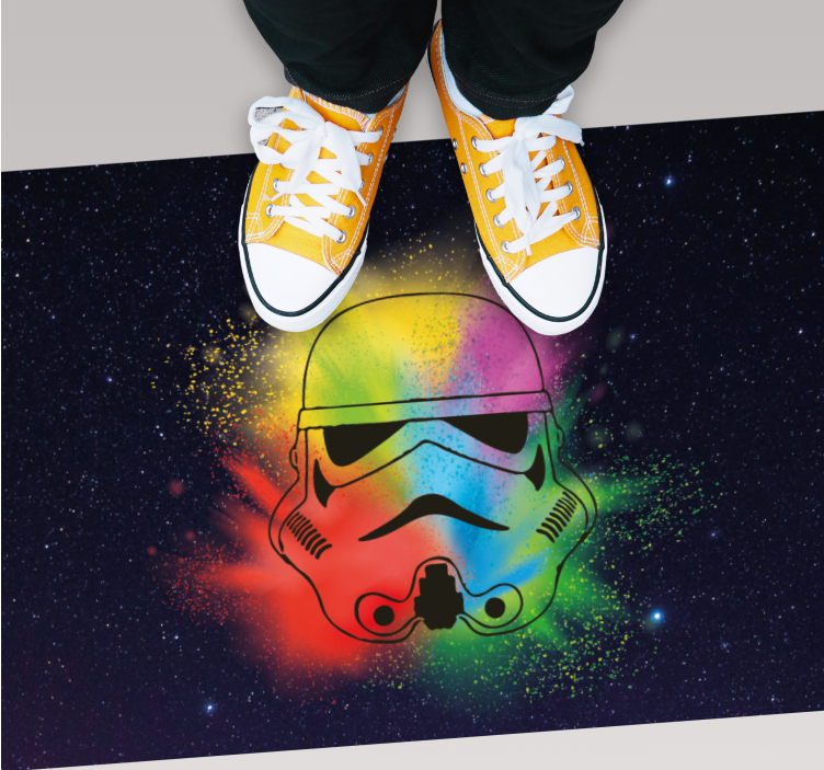 Fargerikt stormtrooper-ansikt Vinyl teppe flere barn - Tenstickers