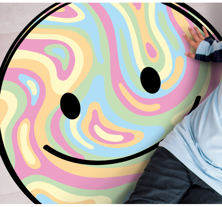 Fargerikt tie dye smiley ansikt Vinyl teppe flere barn - Tenstickers