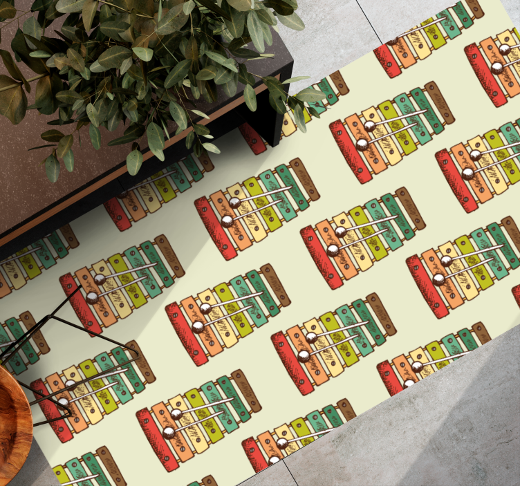 Fargerikt xylofonmønster vinyl teppe ungdom - Tenstickers