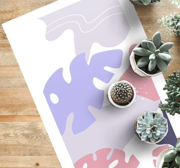 Farget monstera blad naturteppe - Tenstickers