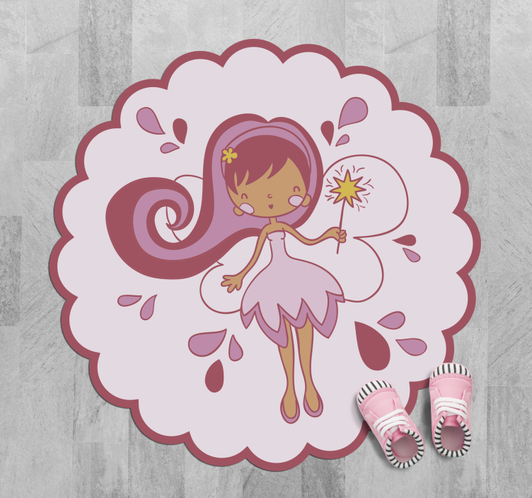 Fe med stav rosa kjole barn vinyl teppe - Tenstickers