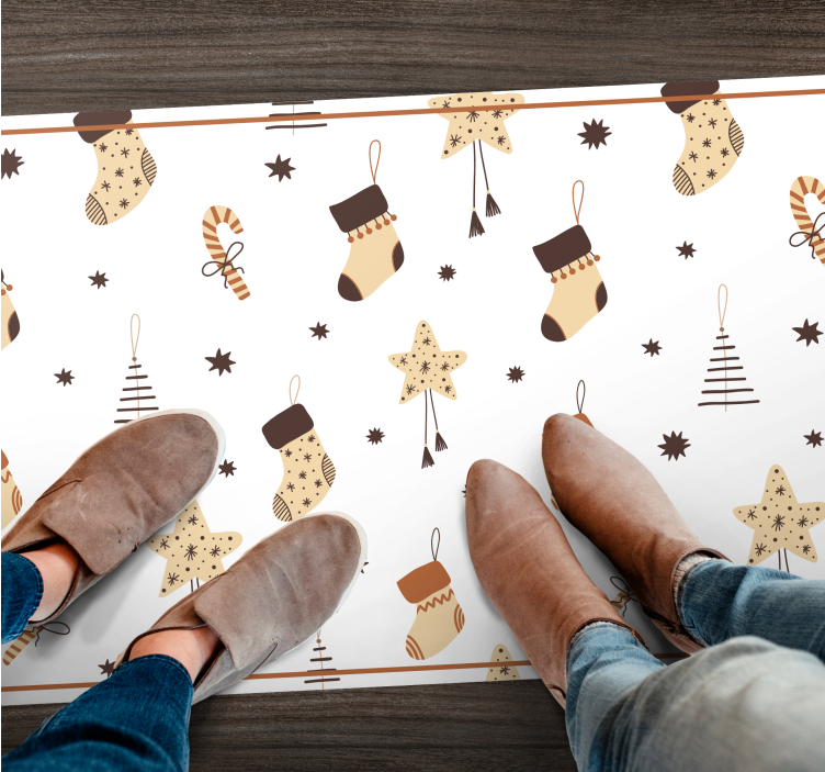 Hvite høytidsfeiringer Jul vinyl teppe - Tenstickers