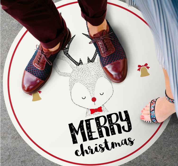 Festlig reinsdyrkunst Jul vinyl teppe - Tenstickers