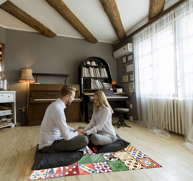 Originalt firkantet fargerikt vinylteppe - Tenstickers