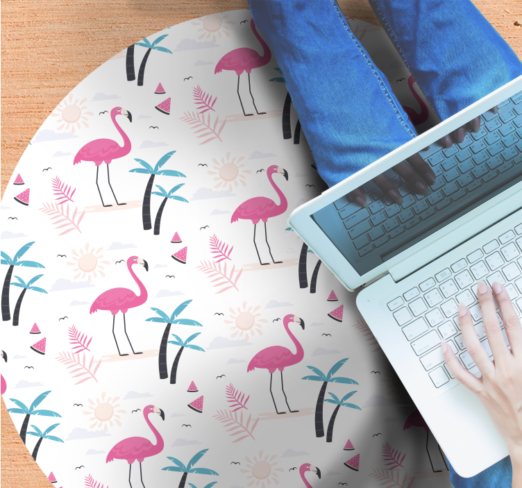 Flamingo tropisk scene vinyl teppe ungdom - Tenstickers