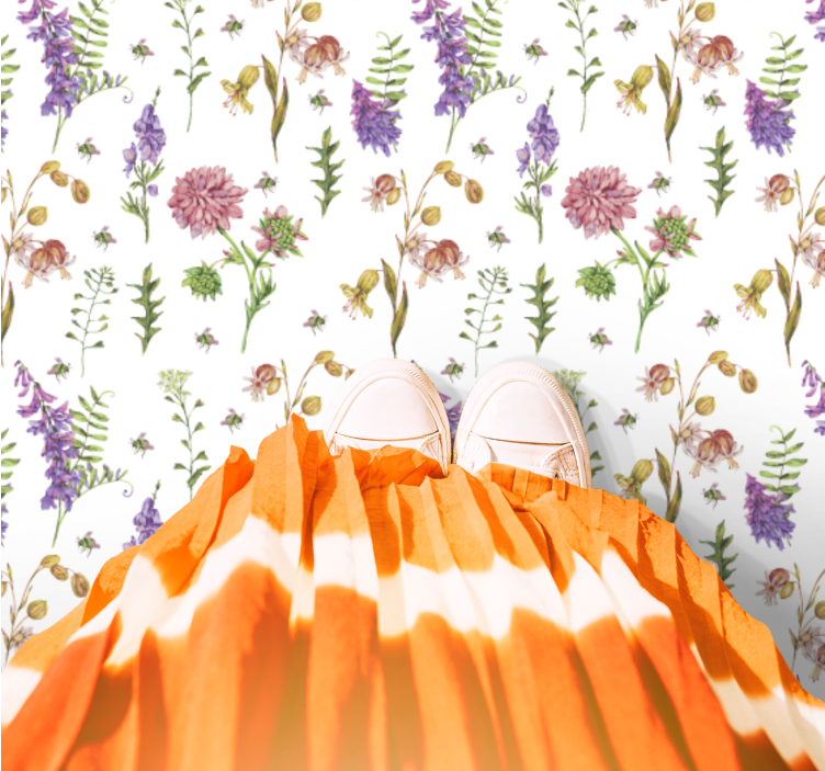 Flerfargede minimalistiske villblomster vinyl teppe blomster og p - Tenstickers