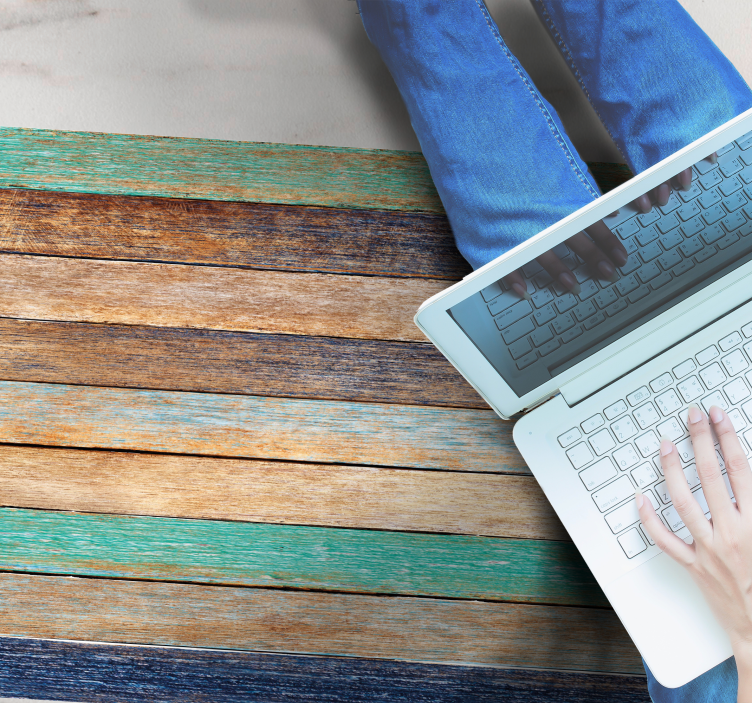 Flerfarget treplanker vinyl teppe tre - Tenstickers