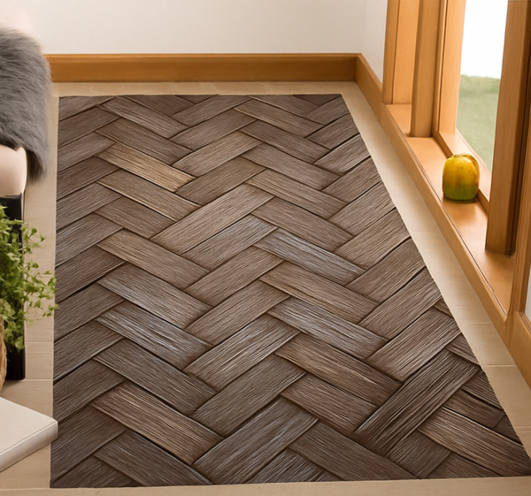 Flettet trelook vinyl teppe stue - Tenstickers