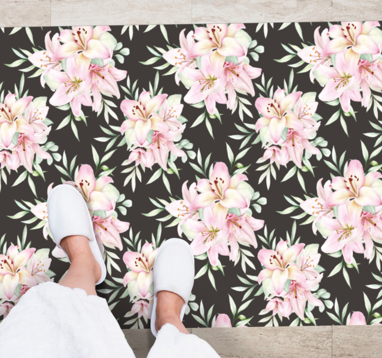 Floral delikatesse vinyl teppe blomster og planter - Tenstickers