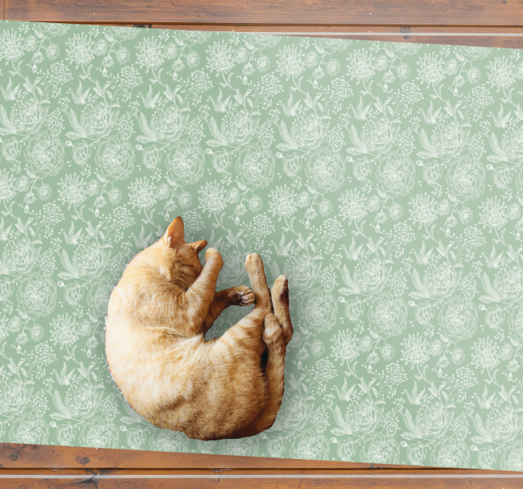 Floral eleganse overflate vinyl teppe blomster og planter - Tenstickers