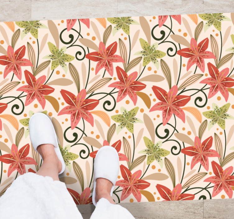 Floral virvelmønster vinyl teppe blomster og planter - Tenstickers