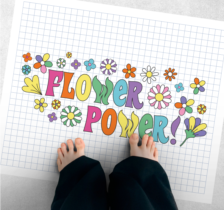 Flower power slagord vinyl teppe vintage - Tenstickers