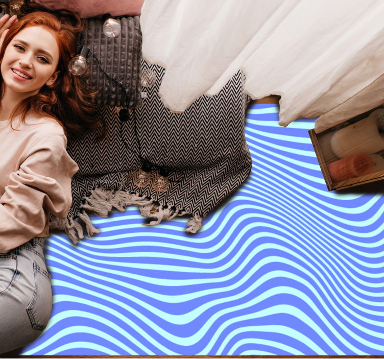 Flytende blå bølger vinyl teppe geometrisk - Tenstickers