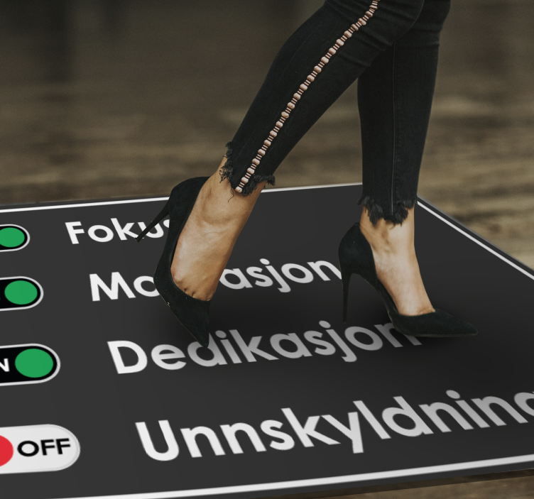 Fokus, ingen unnskyldning tekst vinylteppe - Tenstickers