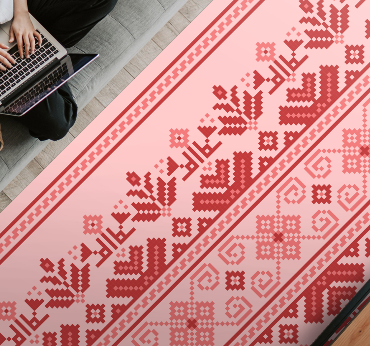 Folkekunst etnisk vinyl teppe - Tenstickers
