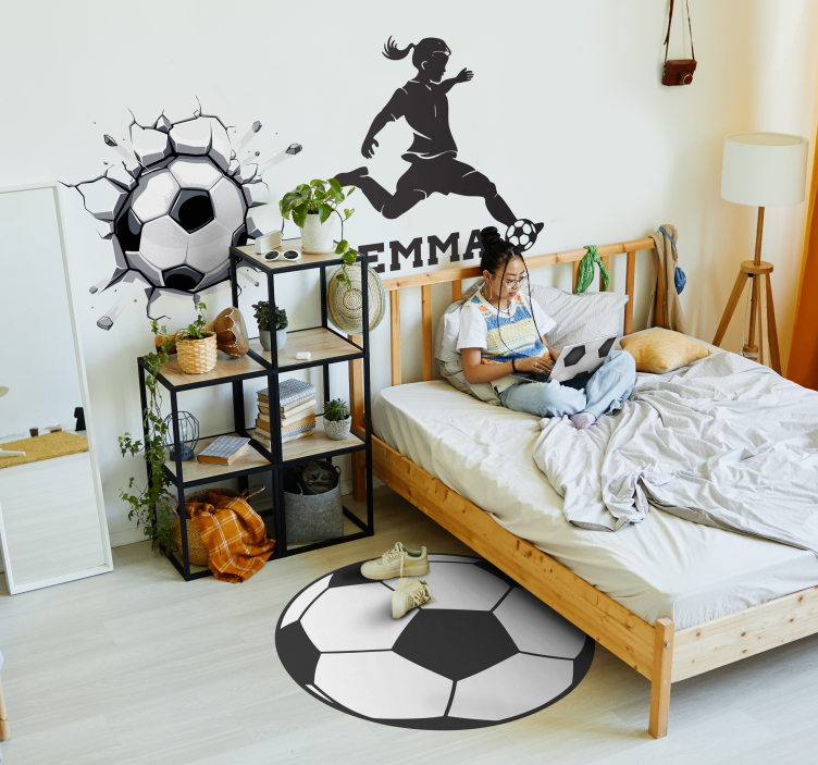 Fotball ball barn vinyl teppe - Tenstickers