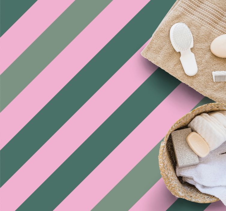 Grå og rosa striper Vinyl teppe striper - Tenstickers