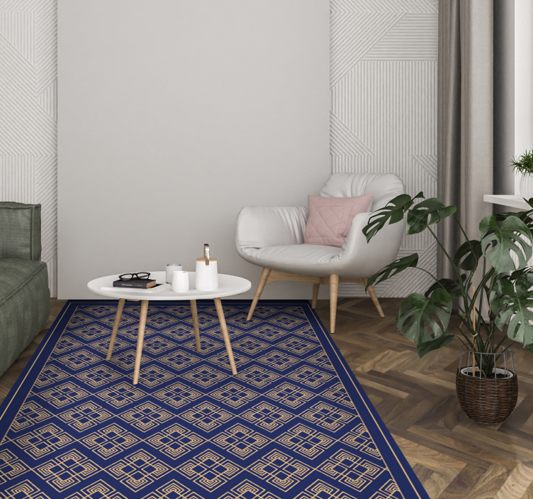 Gammeldags dekorativt blå vintage vinyl teppe - Tenstickers