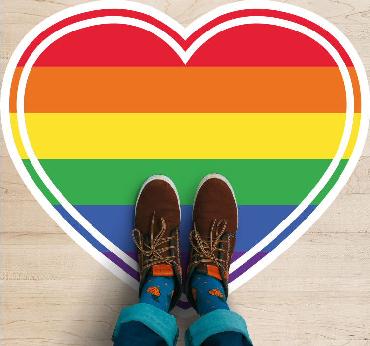 Gay pride flat i hjerteform vinyl teppe soverom - Tenstickers
