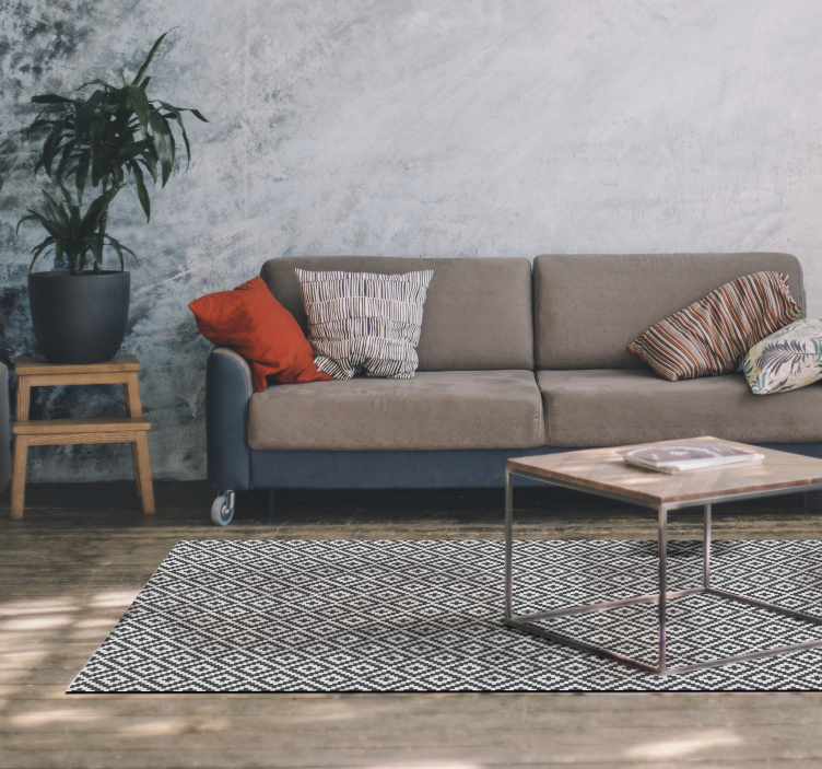 Geometrisk Svart Hvit Design stue vinylteppe - Tenstickers