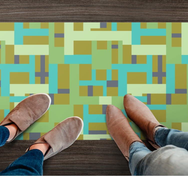 Grønne fargesegmenter vinyl teppe geometrisk - Tenstickers