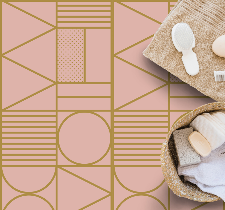 Gull og rosa mønster vinyl teppe geometrisk - Tenstickers