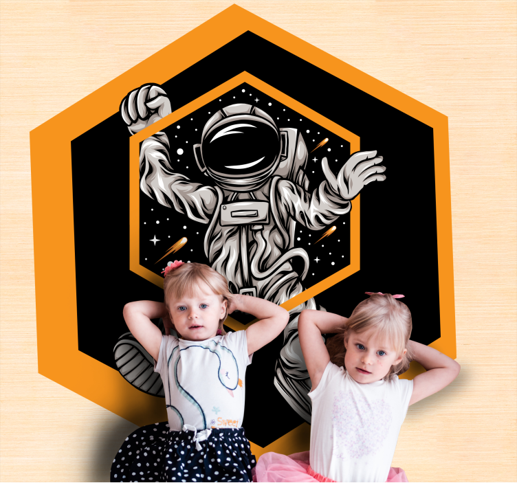 Glad astronaut illustrasjon vinyl teppe soverom - Tenstickers