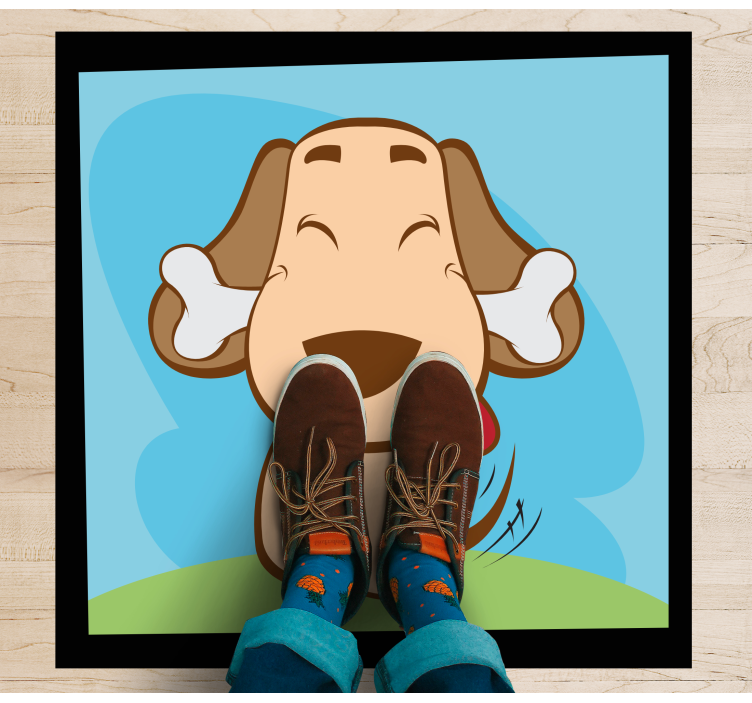 Glad hund med bein vinyl teppe dyr - Tenstickers