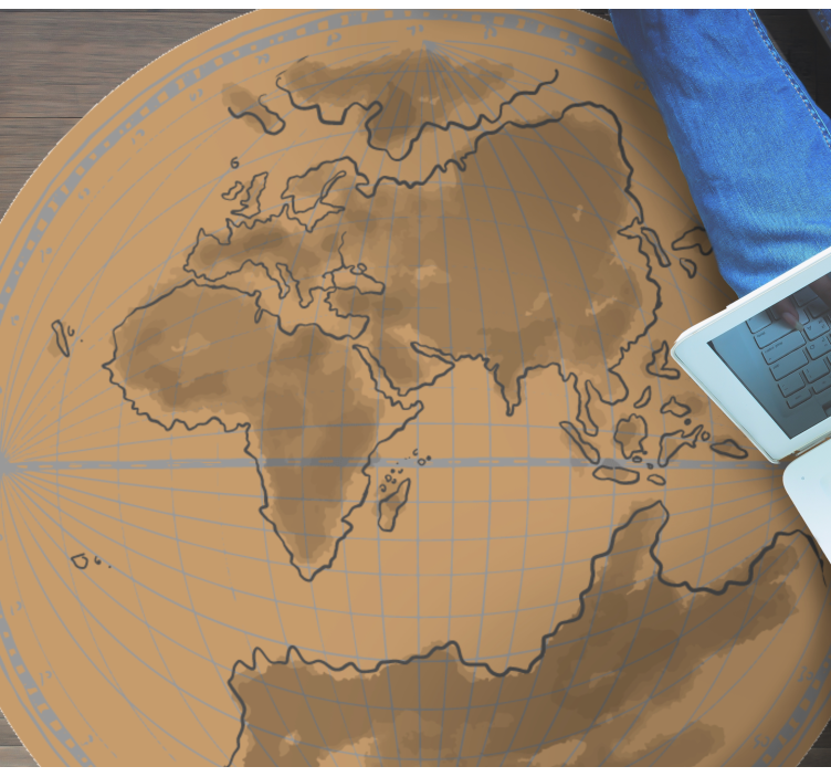 Global kartkontur vinyl teppe verdenskart - Tenstickers