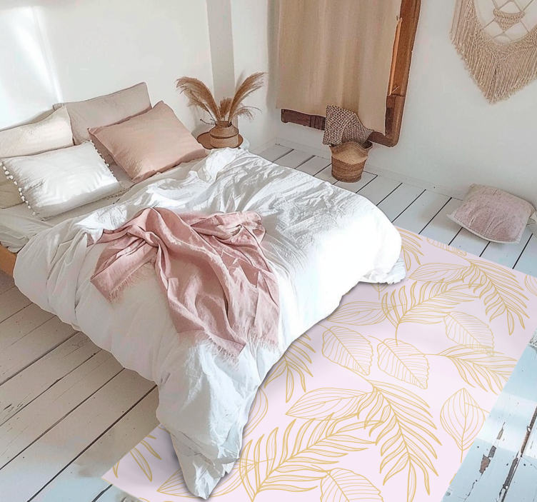 Golden Leaf Pattern blomst vinyltepper - Tenstickers