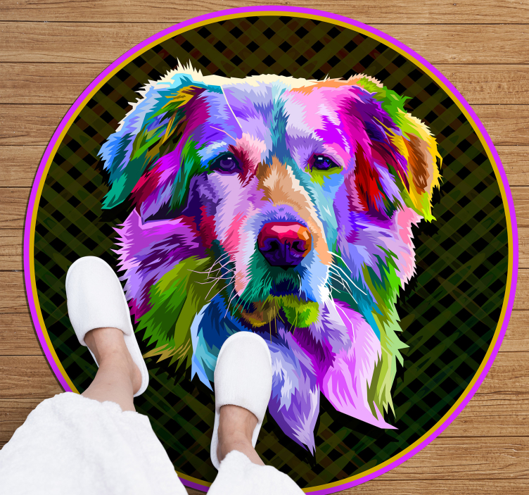 Golden retriever pop art dyreteppe - Tenstickers